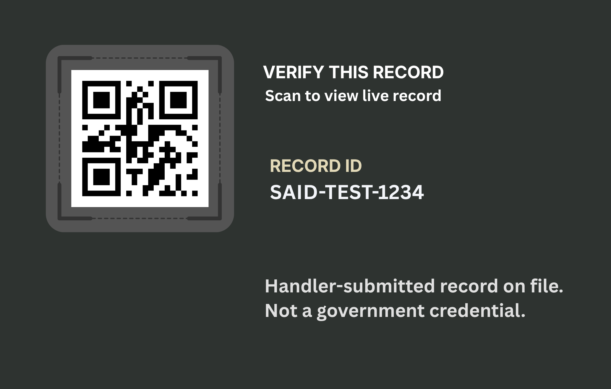 Physical record card back with QR code that opens the live record